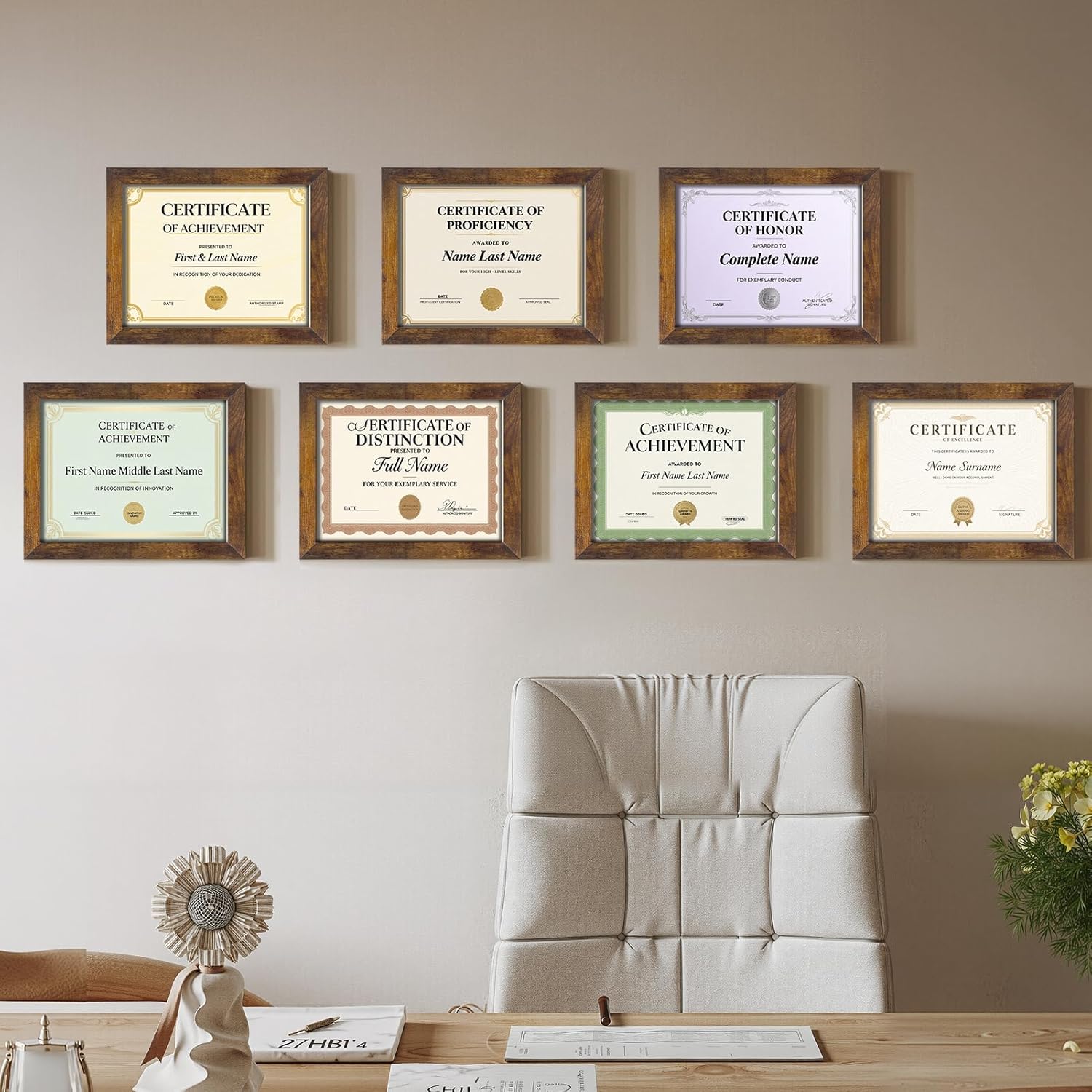 Certifications wall at HRK Veterinary Clinic