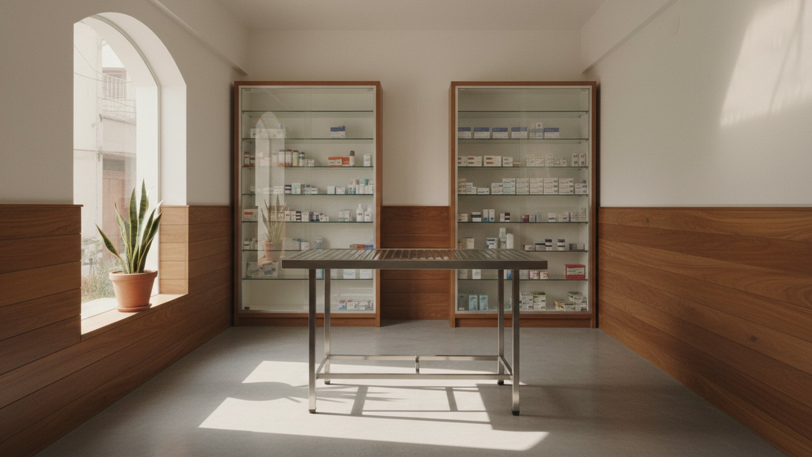 A wide view of the calm, modern clinic interior