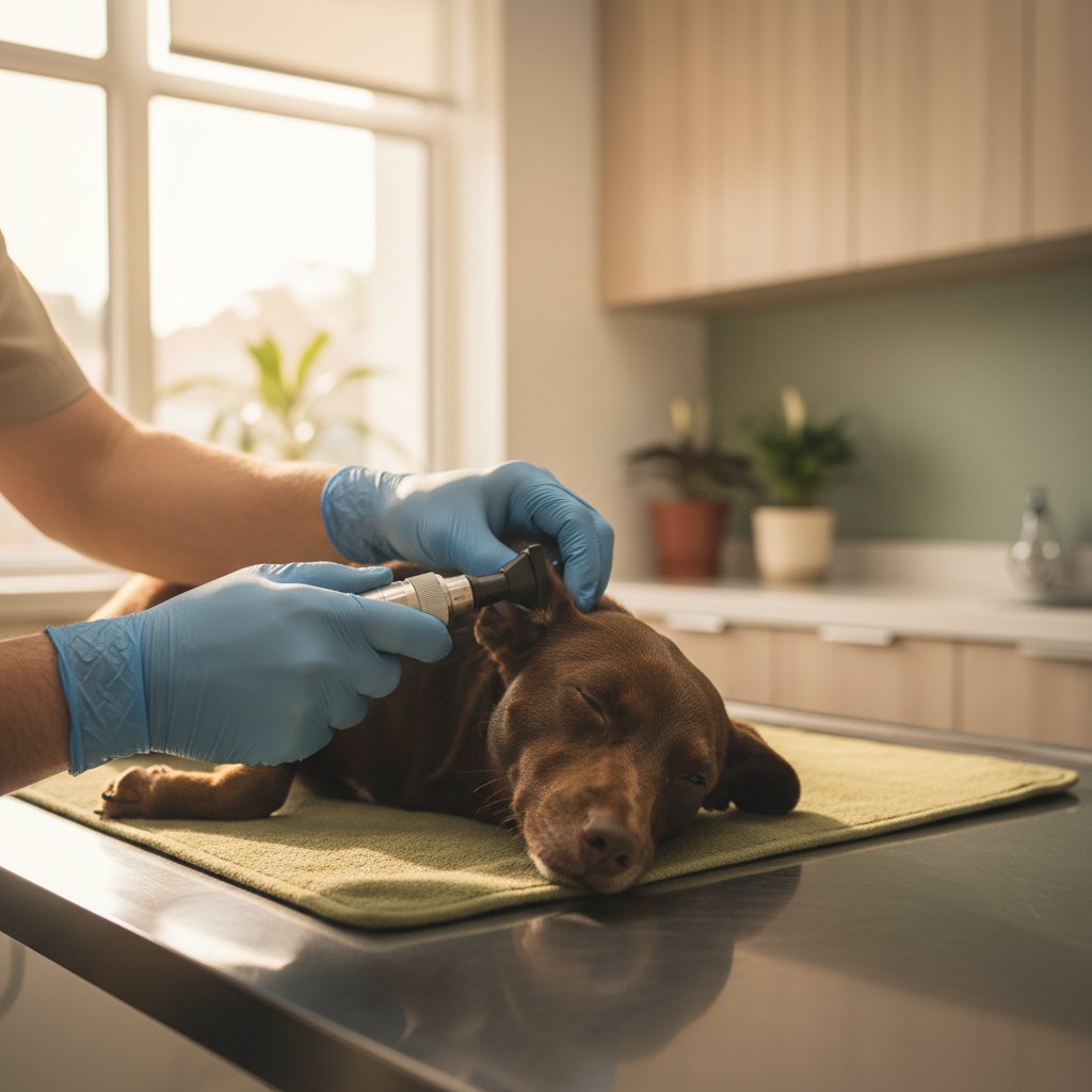 A careful ear examination during a routine vet consultation